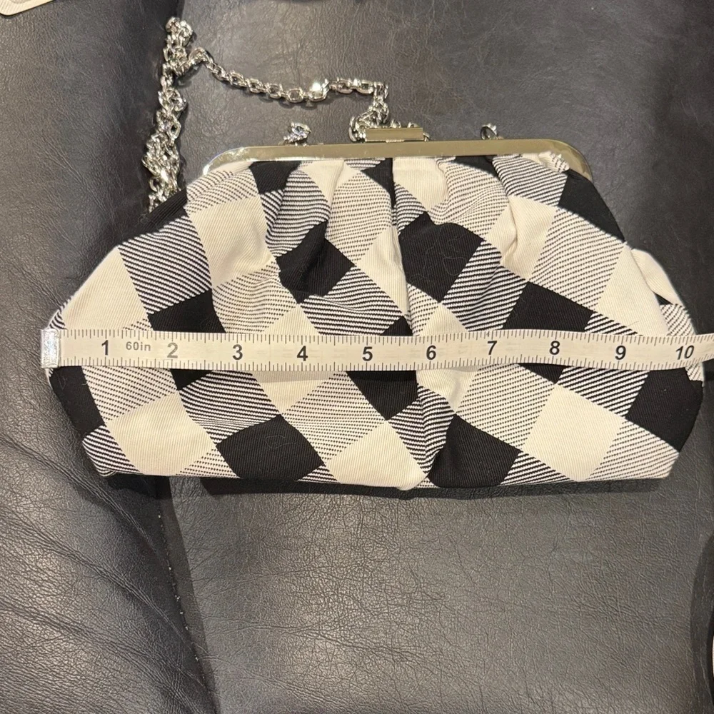 White House Black Market Elegant Checkered Clutch with Chain Strap - Picture 5 of 6